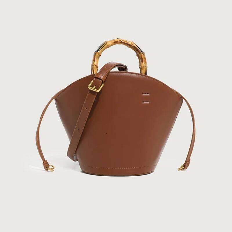 Vintage High-end Texture Bamboo Knot Handbags Fan Design Women Trendy Shoulder Oblique Straddle Large Capacity Tote Bag