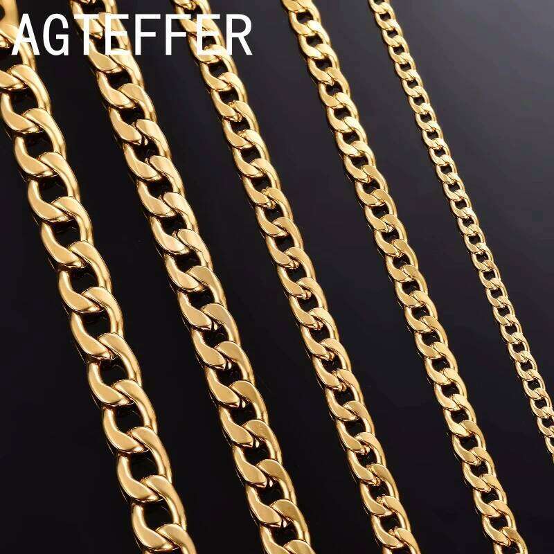 New gold Necklaces Sterling Sier color Classic 6/8MM 50CM sideways chain for Men woman fine Jewelrys Wedding party