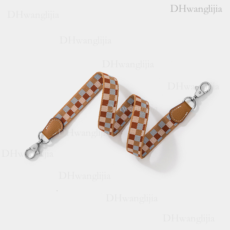DH Luggage Accessories Checkered Jacquard Ribbon Thin Kelly Evelyn Bag Single Shoulder Crossbody Strap Style