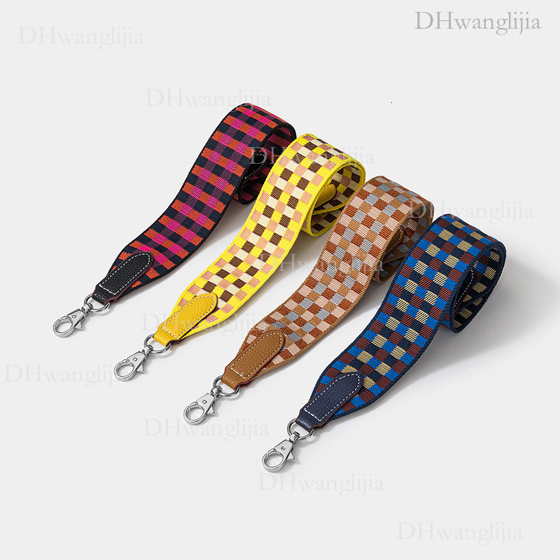 DH Luggage Accessories DH Luggage Accessories Checkered Jacquard Wide Kelly Evelyn Bag Single Shoulder Crossbody Strap Style