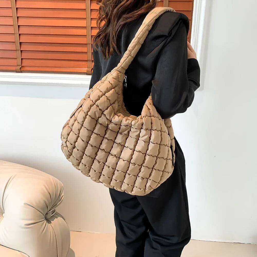 Quilted Bubbles Shoulder Women Large Capacity Sling Puffer Padded Fashion Satchel Bag Casual Solis Color Crossbody Bags
