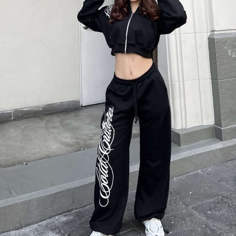 Trendy Brand Casual with Unique Graffiti Print Pattern, Stretchy High Street Dark Gothic Long Pants