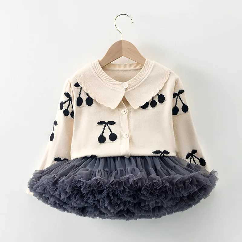 Korean Kid Set Baby Girls Suit Autumn Knitted Long Sleeve Childrens Sweater Skirt Set Girl Lovely Print Pleated Skirt WS305 L250926QSZH