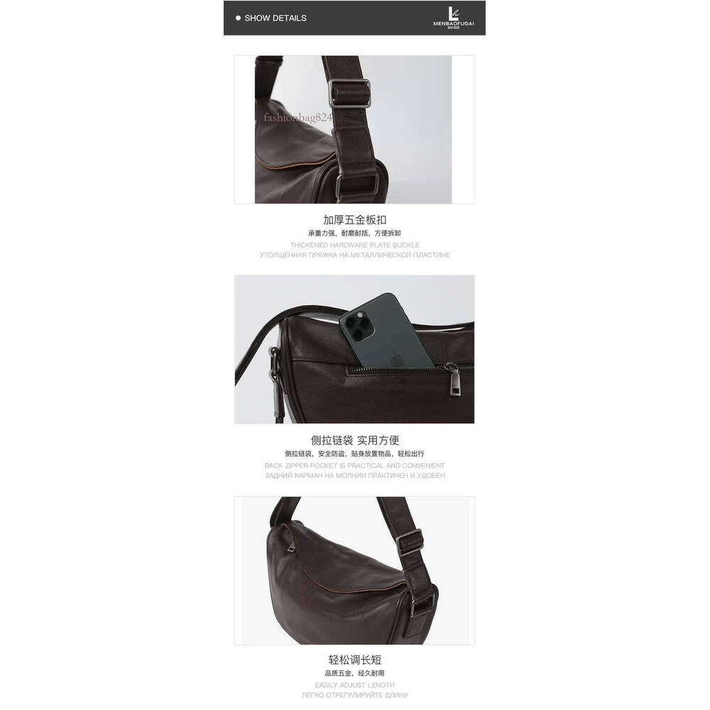 High Quality Genuine Leather Crossbody Handbag for Women, Large Capacity Shoulder Bag, Cowhide Retro Fashion Saddle Bag