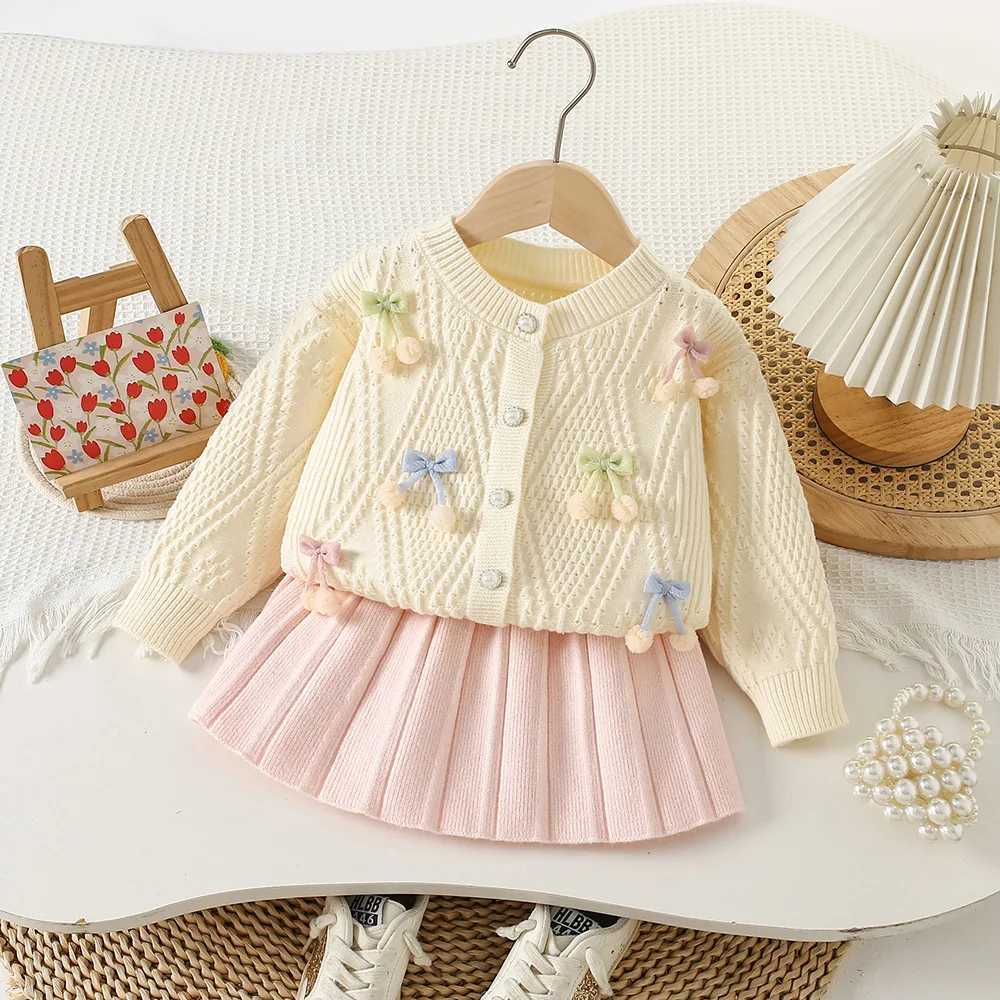 Girls Knitted Clothes Sets Spring Autumn Children Woolen Jersey Sweaters Coats Skirts Kids Princess Dress Suit For Baby Outfits L250926XCFQ