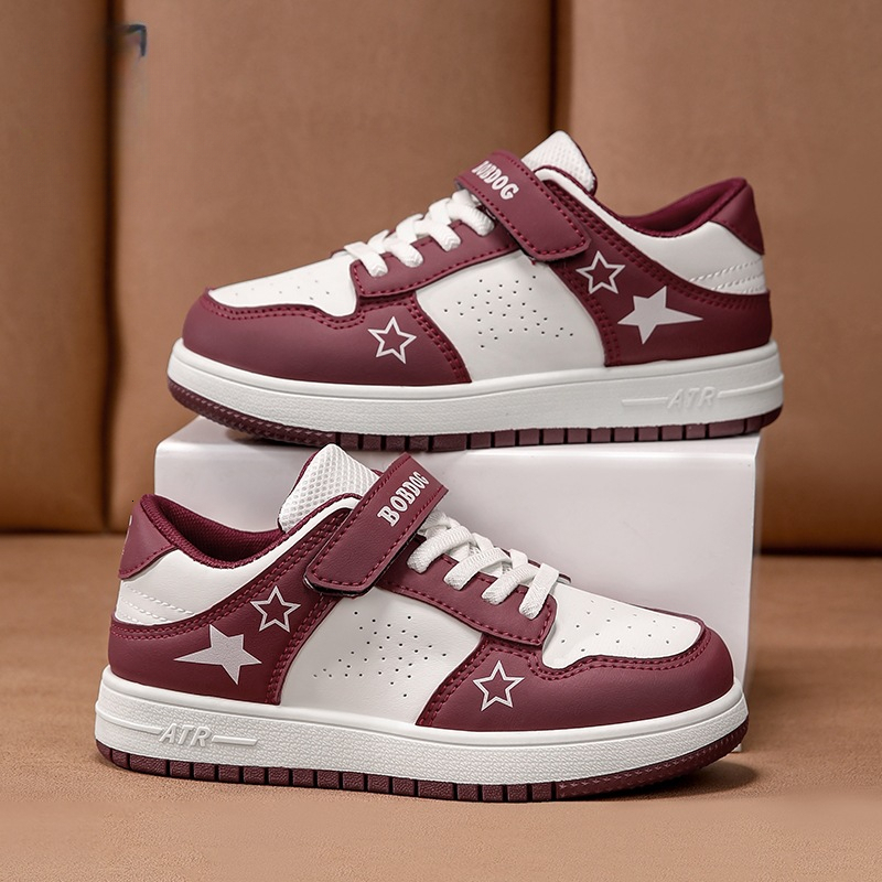 Women's new sports shoes autumn and winter new leather children's shoes low top fashionable casual trend sports shoes