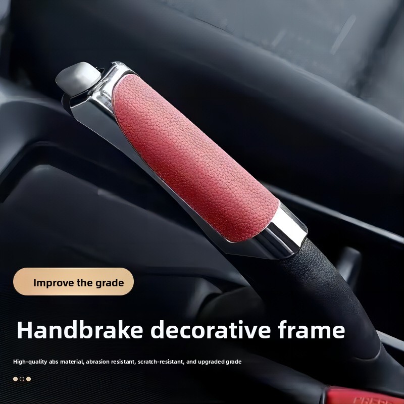 Car Handbrake Cover, Adhesive Handbrake Decorative & Protective Cap with Leather Texture - Stylish Auto Interior Decoration Accessory-NO23