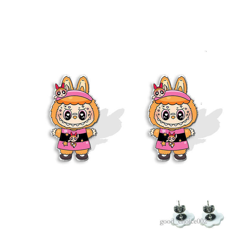 Lanjia- LABUBU Acrylic Labubu Cute Animation Peripheral Stainless Steel Cartoon Creative Resin Stud Earrings 6Ee77 B9