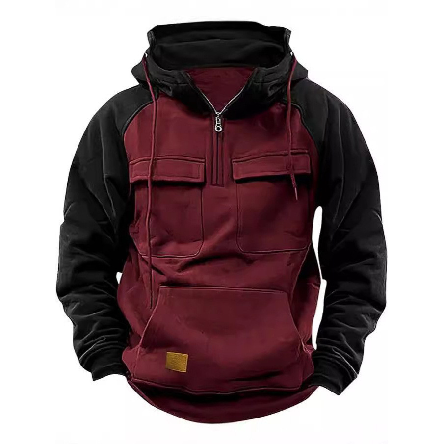 Designer Clothing Luxury Hoodie European Size Spring Autumn Winter Hooded Loose Stand Collar Casual Sweatshirt Men's Multi-pocket Cardigan Zipper