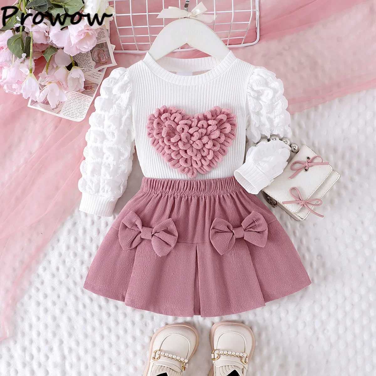 Baby Girl Clothing Sets For 03 Years Old Knited Heart Shape Top and Corduroy Skirts Spring Fal TwoPiece Toddler Girl Outfits L250926ZFLC