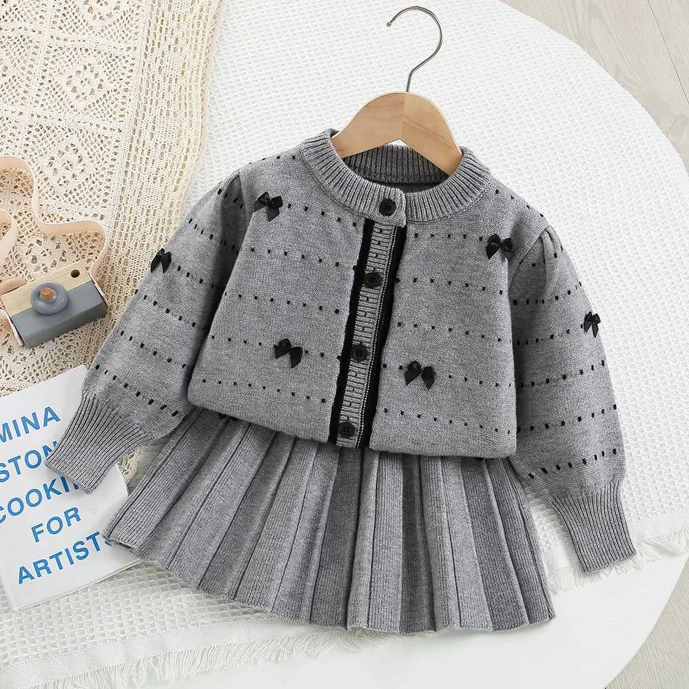 Winter Tweed Designed Girls Knitting 2Pcs Sets for 18Ys Childrens SweaterSkirt Kids Classic Tweed Suits Fashion Fall Outfits L250926G7NE
