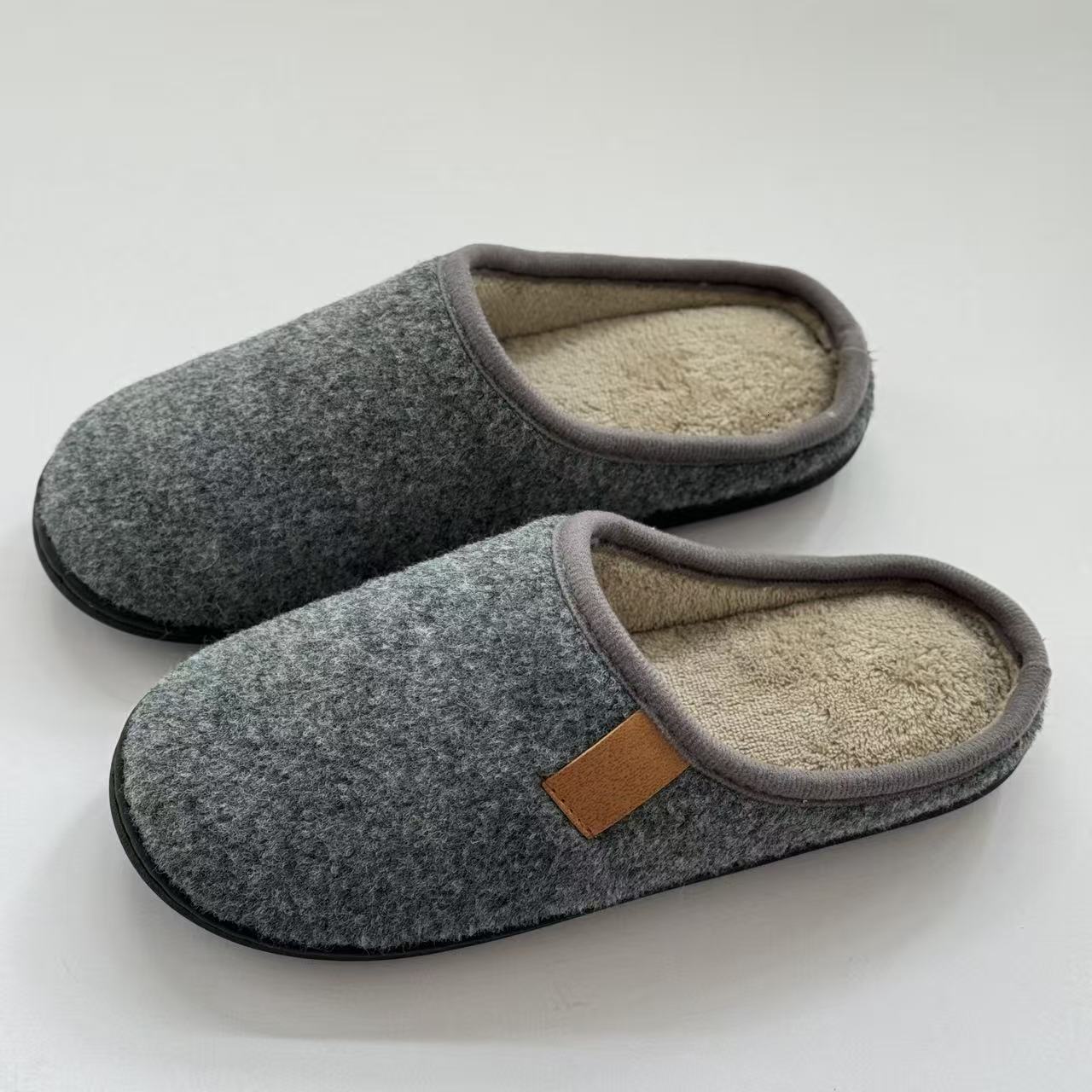 Large Size Cotton Men, Autumn and Thick Sole Indoor Home for Elderly, Non-Slip Plush Lined Winter Slippers ddmymarket
