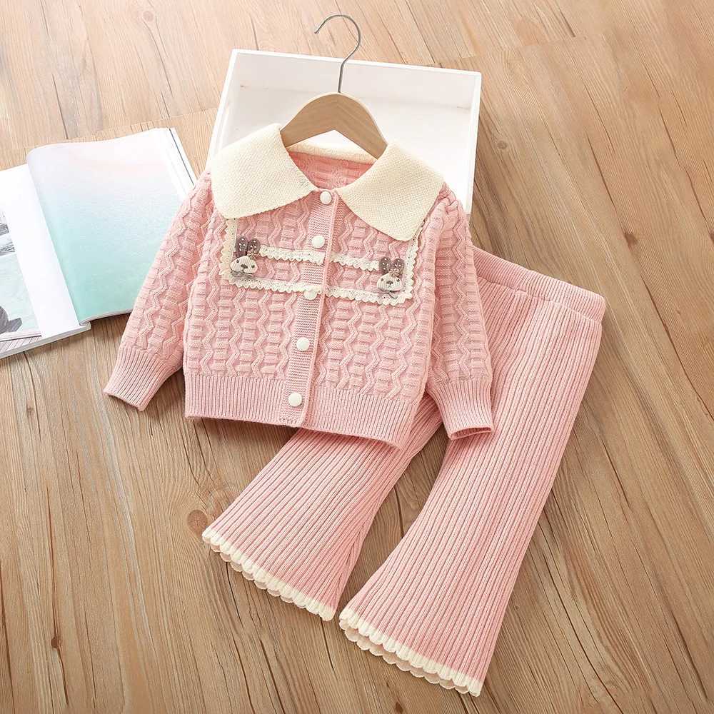 Girls Knitted Clothing Sets Spring Autumn 2025 Children Woolen Jersey Sweaters Coats Pants 2pcs Party Suit For Baby Outfits Kids L25092669LQ