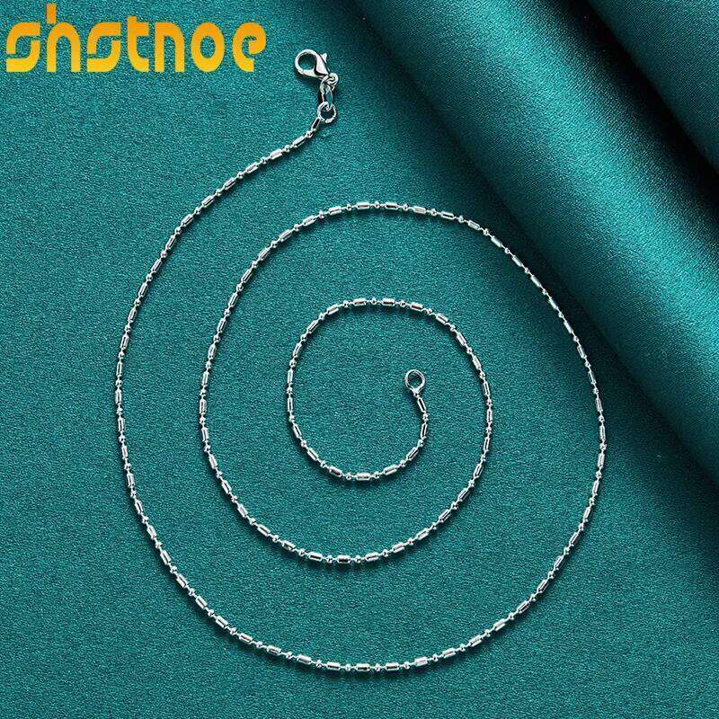 SHSTONE Sterling Sier 16-30 Inch Bamboo Beads Chain Necklace For Women Man Engagement Wedding Fashion Charm Jewelry