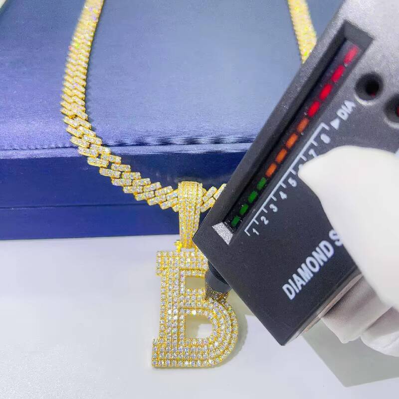 Ins Hot Sale 925 Silver Inlay D Color Letter Hip Hop Pendant