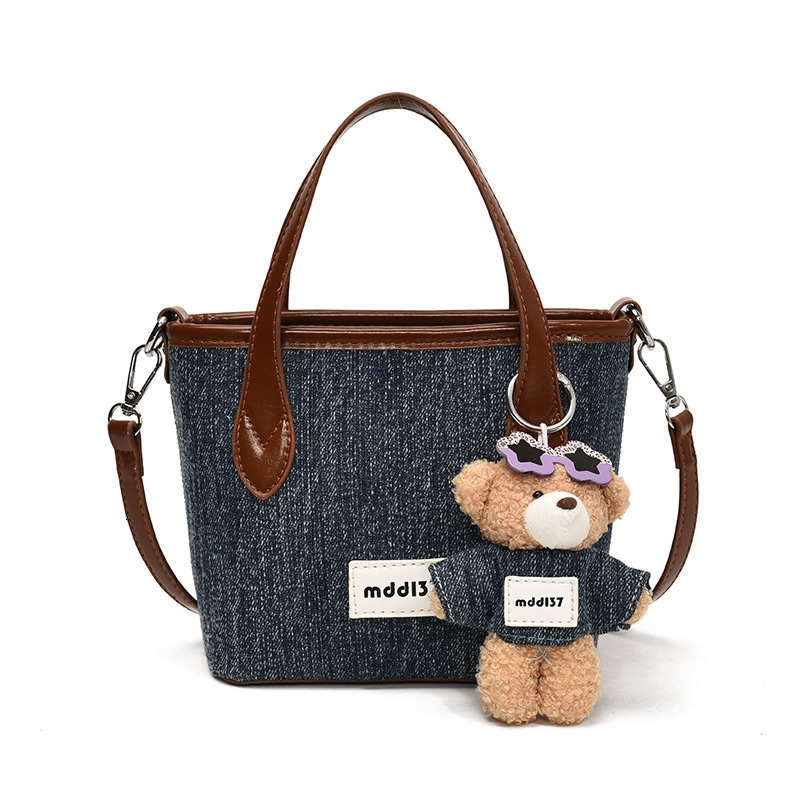 Autumn new Bag color blocked women's handbag retro style fashionable casual commuting denim shoulder bag light luxury designer bag