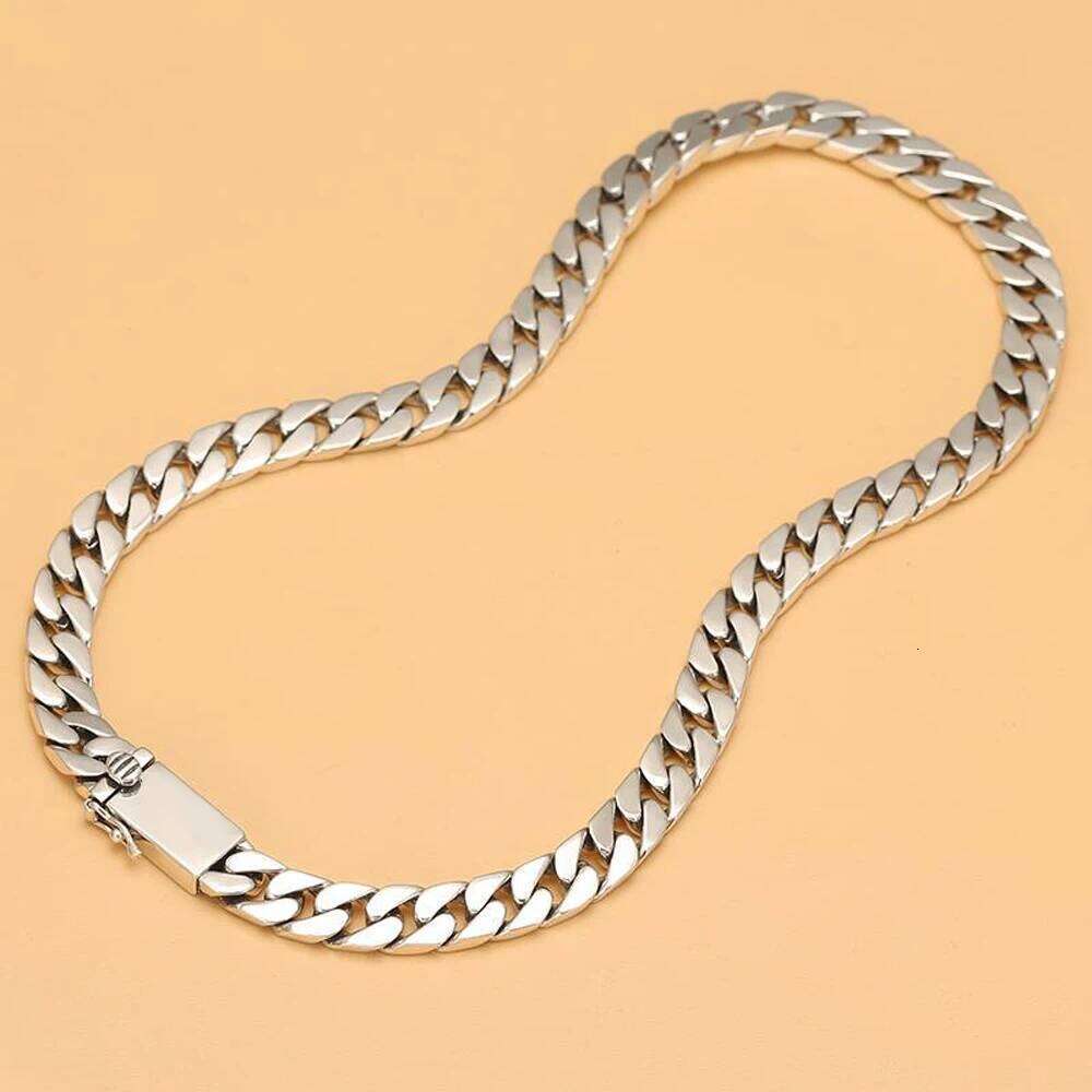 Daifuni S Sterling Sier 7MM Cuban Curb Chain Miami Necklace for Men Fashion Fine Hip-Hop Figaro Jewelry 40-70cm