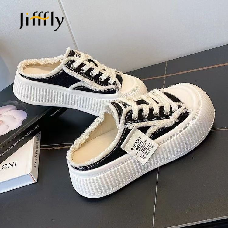 Jifffly Designer Shoes New Fashionable And Luxurious Women's Casual Low-top Flat ShoesHalf-slipper Trendy White Sports sneakers