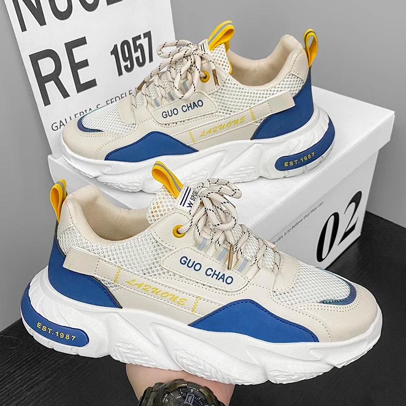 Men's Shoes 2025 New Spring Breathable Mesh Surface All-in-one Casual Men's Non-slip Increase Running Sports Shoes Elevated Design Sport Sho