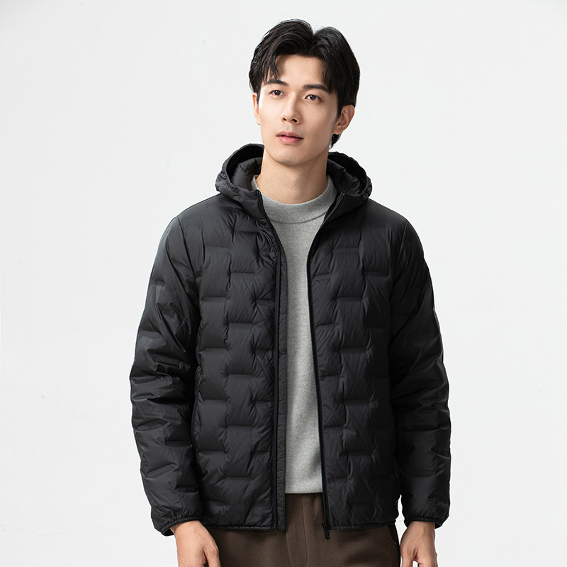 90 Duck Down Lightweight Down Jacket Youth Fashion Casual Hooded Warm Cold-Proof Men's Coat 2025 Autumn Winter New Style