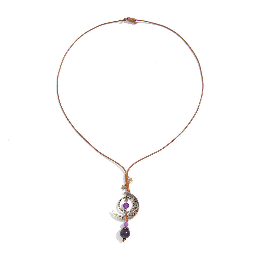 Chalcedony Necklace Jewelry Personality Moon Pendant High-end Design Sense Women's Fashion Chalcedony Necklace