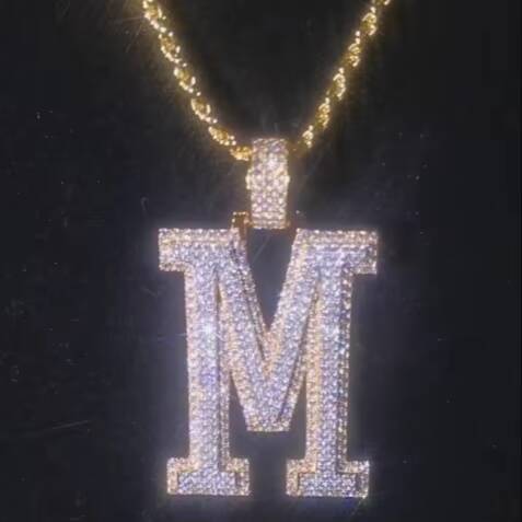 Custom Pass Diamond Tester Iced Out Vvs Moissanite Hip Hop Letter Pendant Mossanite Alphabet M Initial Letter Pendant