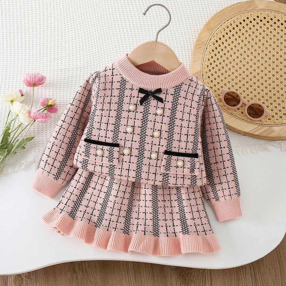 Girls Knitted Clothes Sets Spring Autumn Children Woolen Jersey Sweaters Coats Skirts Kids Fashion Dress Suit For Baby Outfits 6 L2509265D55