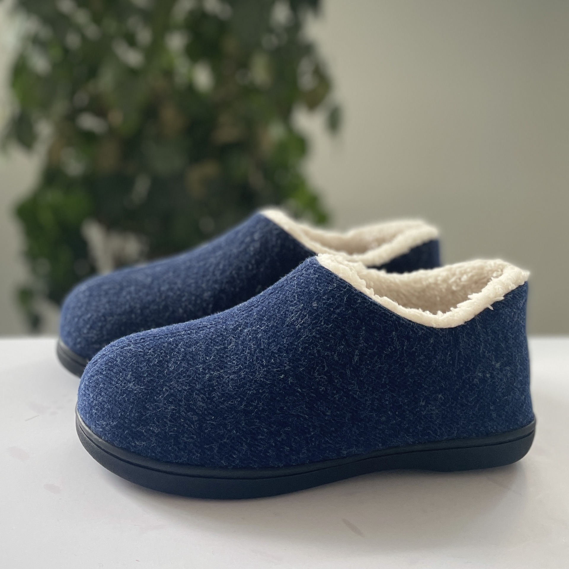 Memory Foam Thickened Fleece-Lined Warm Knitted Fabric Home Cotton Slippers for Men and Women Size ddmymarket