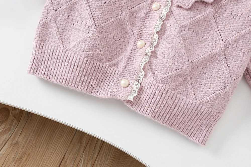 Girls Sweater Set 2025 Autumn and Winter New Korean Baby Girls Suit Lace Collar Knitted TopSkirt Sweet Twopiece Suit L250926AJOH