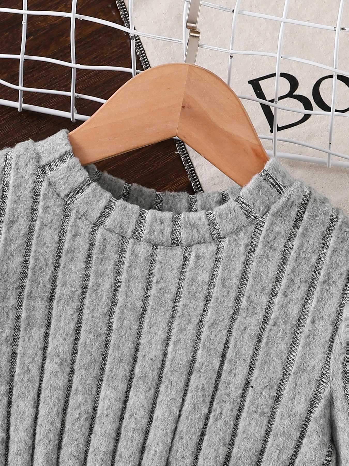 Spring Autumn Girl Casual AllMatch Knitted Round Neck Long Sleeve Floral Dress Girls Daily Casual Skirt L250926GE7A