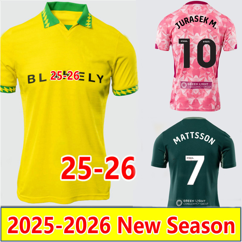 25 26 Norwich SARGENT soccer jerseys 2025 2026 JURASEK M. EMILIANO CRNAC home yellow away black third kit MCLEAN CHRISENE FORSON football shirt men kids uniforms