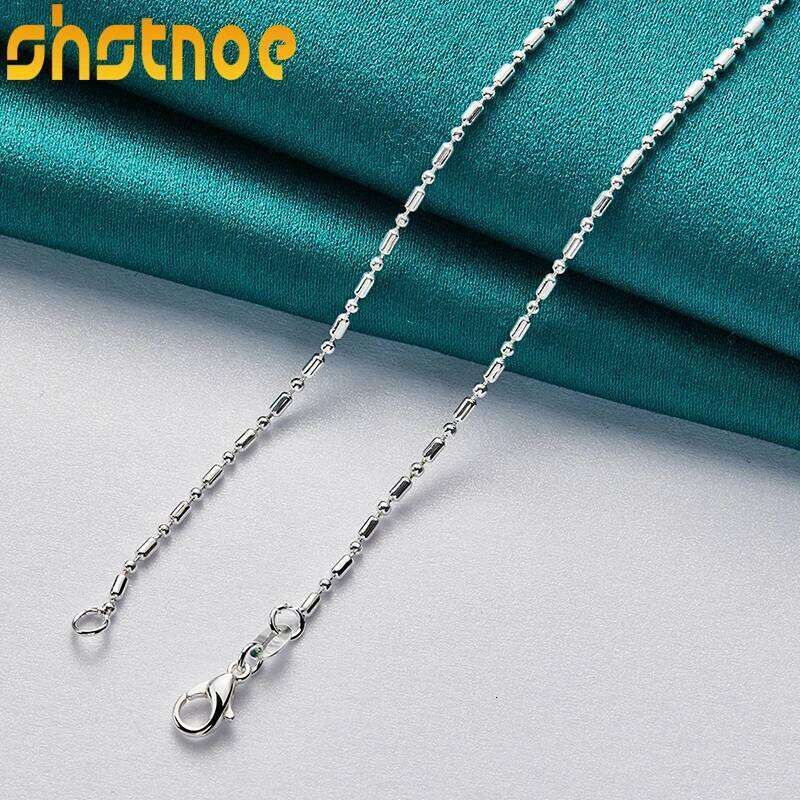 SHSTONE Sterling Sier 16-30 Inch Bamboo Beads Chain Necklace For Women Man Engagement Wedding Fashion Charm Jewelry