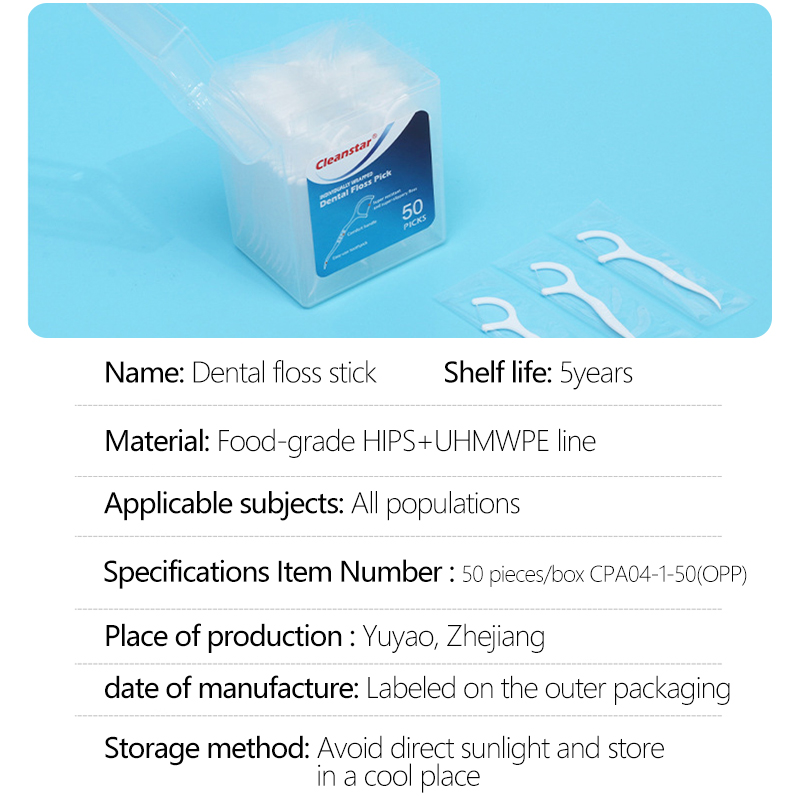 Family-Size Plastic Toothpicks 50-Count Dispensing Box with Individual Packaging Dental Floss Pick