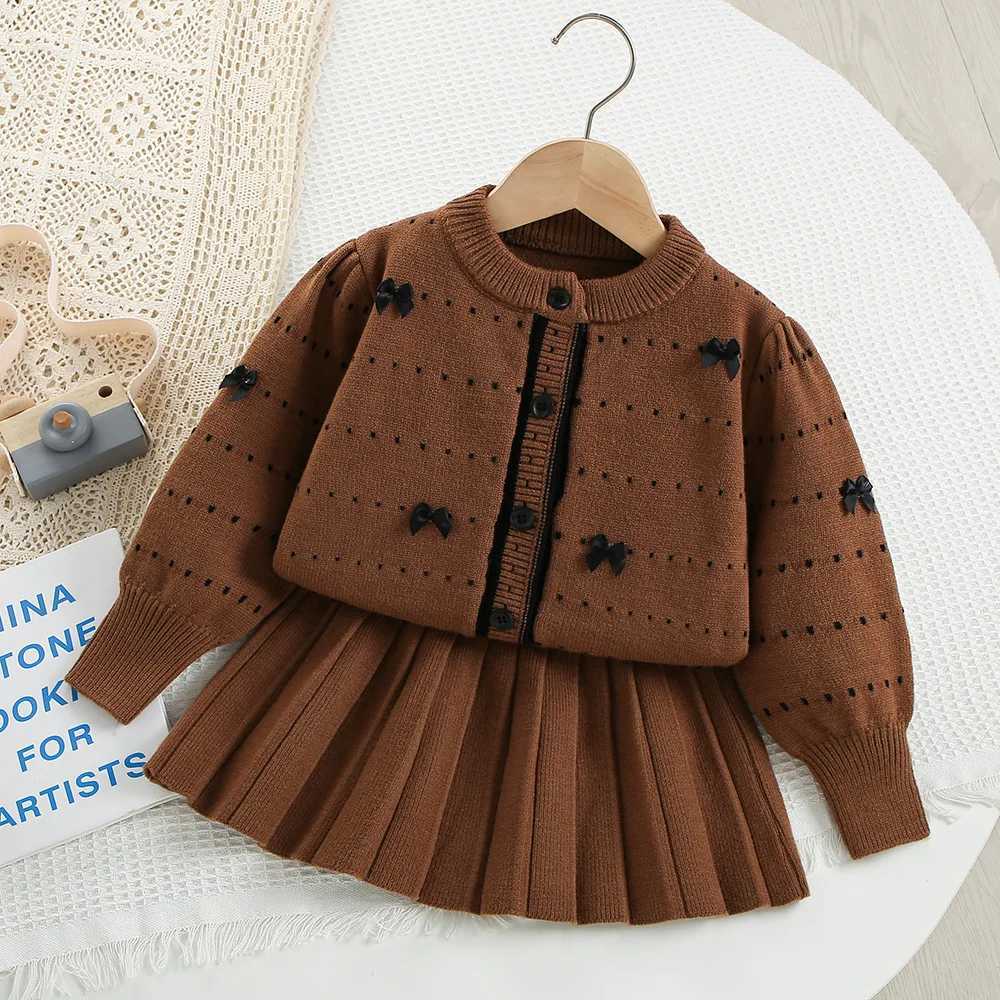 Winter Tweed Designed Girls Knitting 2Pcs Sets for 18Ys Childrens SweaterSkirt Kids Classic Tweed Suits Fashion Fall Outfits L250926G7NE