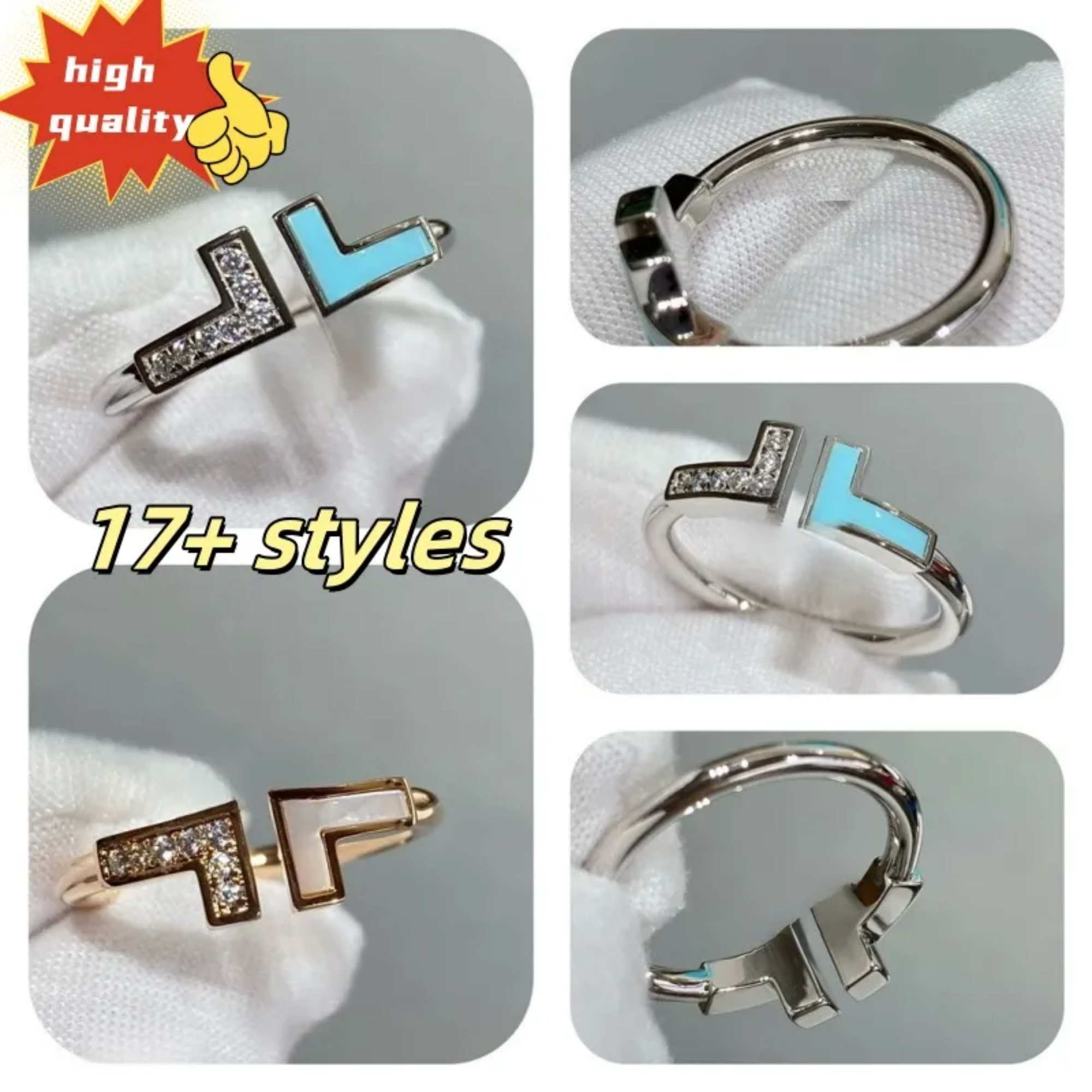 Ring Designer Ring Luxury For Rings Diamond Double T Cluster Rings Women Letter Designer Jewelry Valentines Day Gift Wedding Rings High Quality Size 6-9 With Box