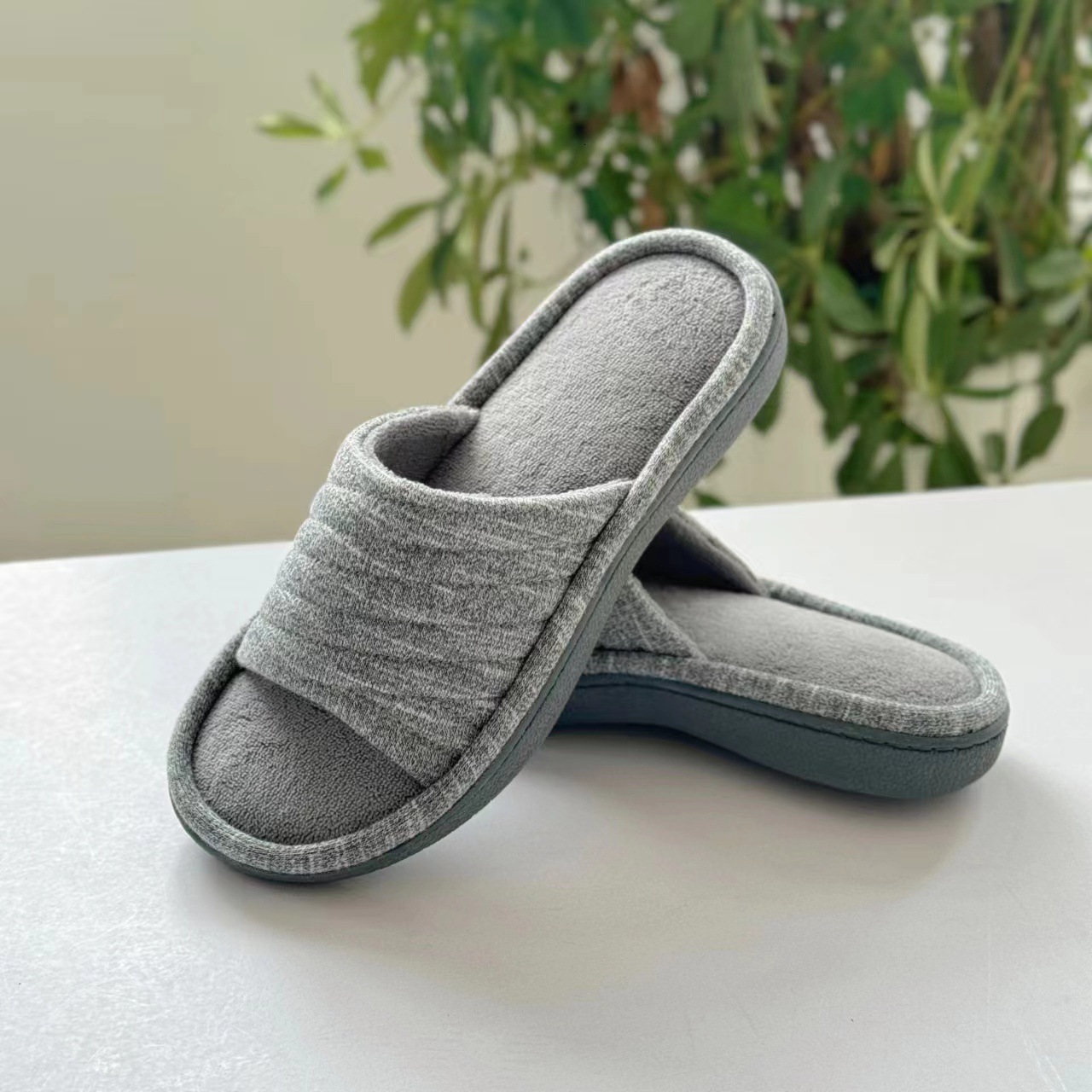 Spring Summer Autumn Anion Memory Foam Open Cotton Slippers ddmymarket
