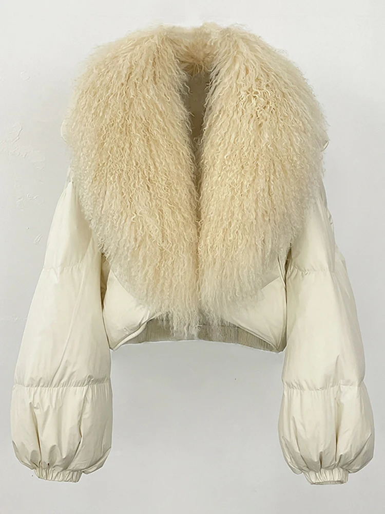 OFTBUY Fahsion Short Long Slevee Puffer Jacket Winter Clothing Women Real Mongolia Sheep Fur Coat Real Fur Goose Down Parkas 250917