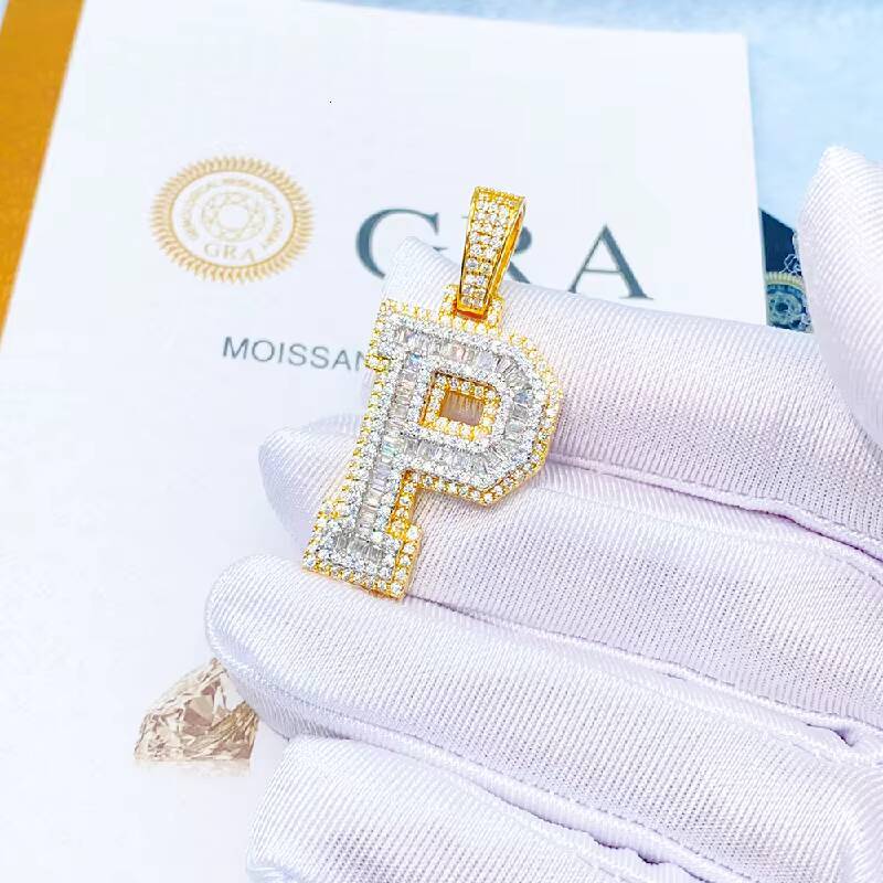 Personalized Twotone Letter Pendant925Silver Moissanite Hip Hop Style Personality Can Pass Diamond Selector Pendant
