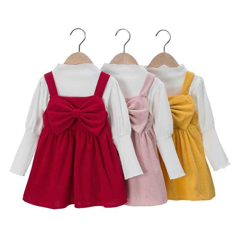 Childrens Sweater Set AutumnWinter Korean Edition Girls Bow Knitted Little Fragrant Wind Princess skirt Infant Two Piece Set L2509261O7J