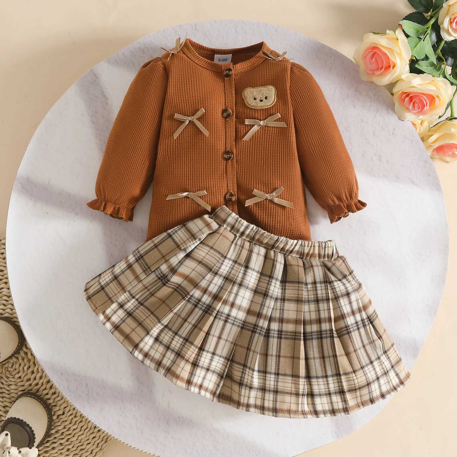New Autumn Baby Girls Clothing Set 26Yrs Kids Knitted Clothing Suit Long Sleeved Knitted Cardigan CoatShort Skirt L250926EWOO