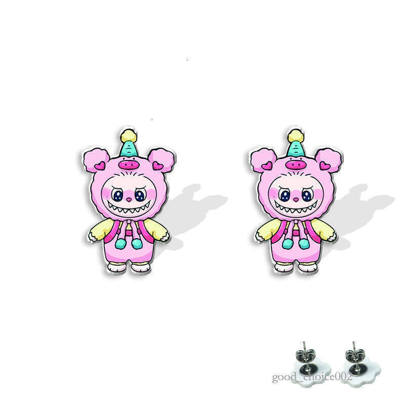 Lanjia- LABUBU Acrylic Labubu Cute Animation Peripheral Stainless Steel Cartoon Creative Resin Stud Earrings 6Ee77 B9