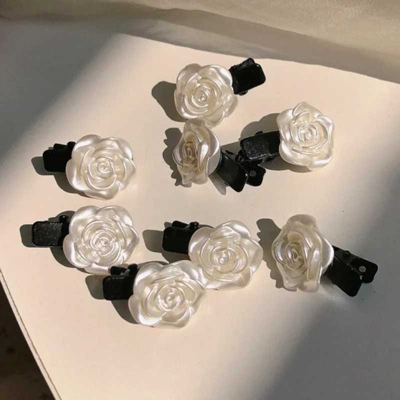 Fashion New Vintage White Roses Hair Clips Coiled Camellia Flower Headdress Bangs Clip Girl Accessories for Women W250928
