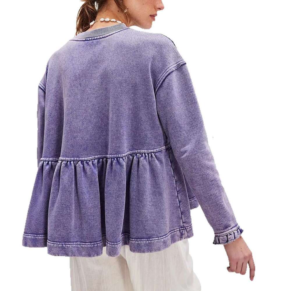 Autumn Winter New Women's Long Sleeve Doll Outfit Loose Top with Ruffled Cuffs Sweatshirt