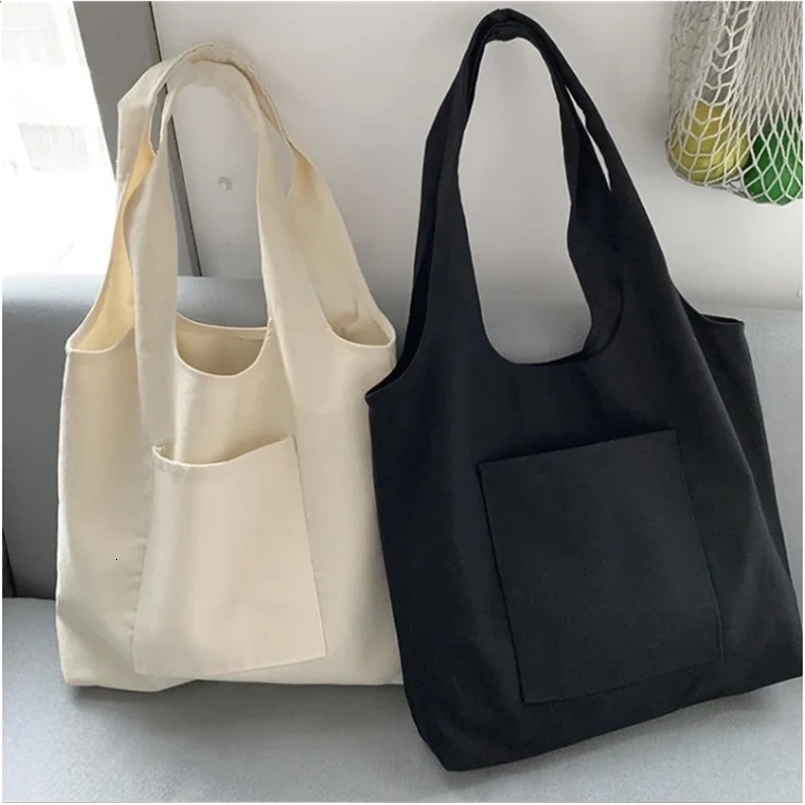 Women Shopping Shoulder Bag Ladies Reusable Eco Foldable Supermarket Handbag Street Style Student Aesthetic Storage Canvas Bags 240819ZYl