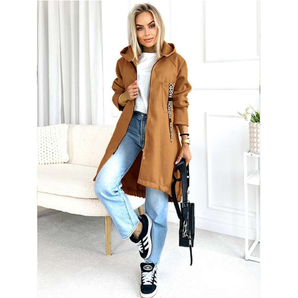 Hooded Sports Fleece Sweatshirt Casual Long Sleeve Zipper Women's Plus Size Solid Color Jacket