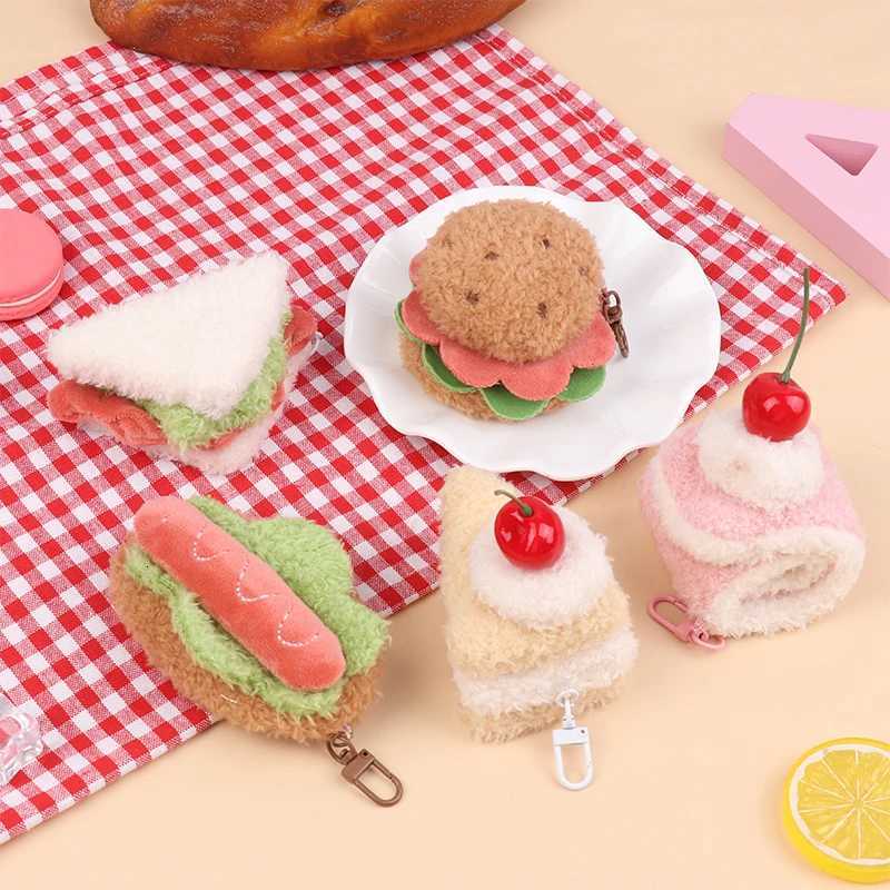 Kawaii Simulation Food Plush Keychain Creative Sand Hamburger Cake Keyring Bag Pendant Key Accessories Couple GiftsXJ250928