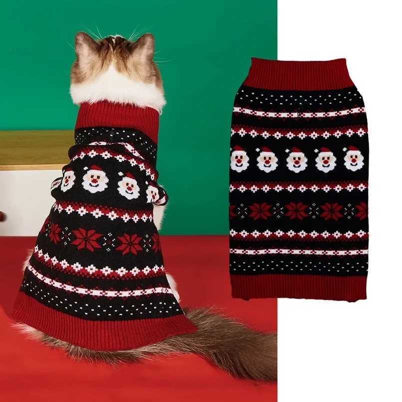 Christmas Pet Sweater for Dogs Cats Gingerbread Man Snowflake Knitted Xmas Jumper Antler Hoodie with Belt Warm Festive Costume X250928