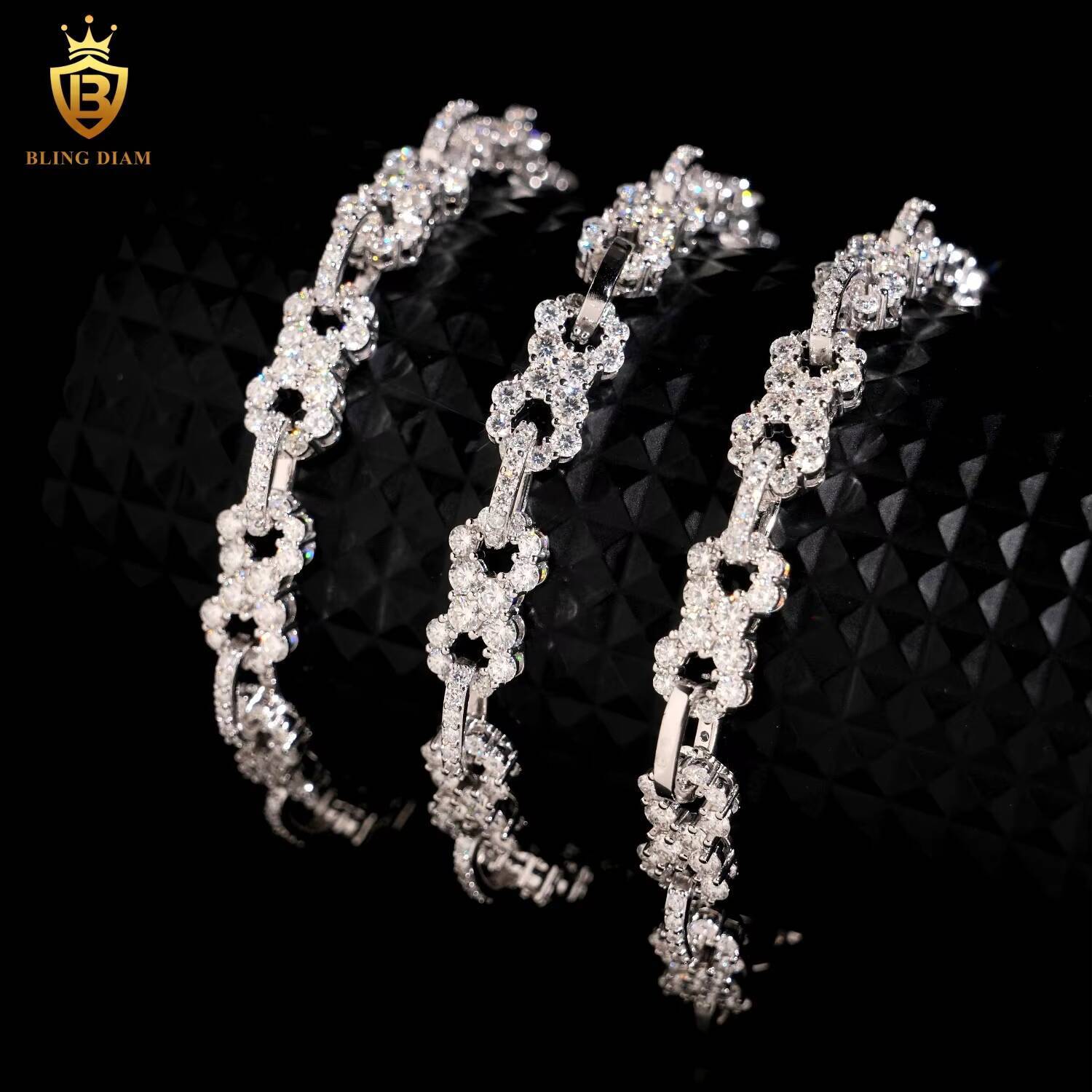 85mm Sterling Silver 925 GRA Certificated Hip Hop Jewelry VVS Moissanite Cuban Link Chain Bracelet