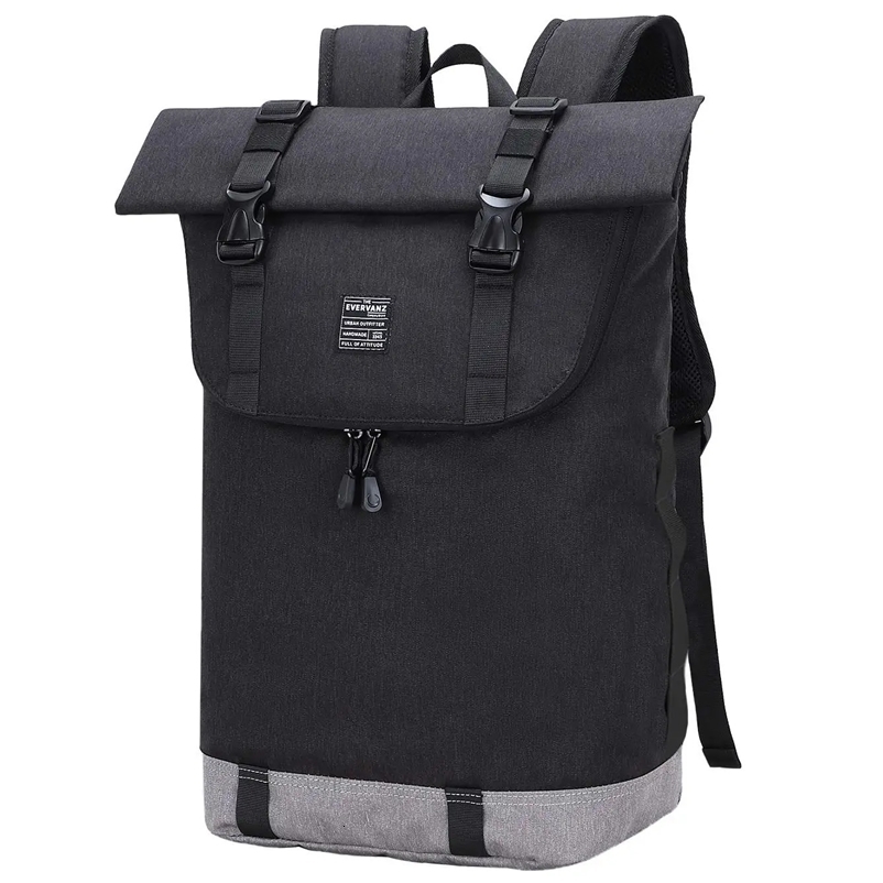 EverVanz Laptop Backpack Womens Roll Top Waterproof Travel Backpack Lightweight Casual Day Bag Fashion School Bag 240704bj