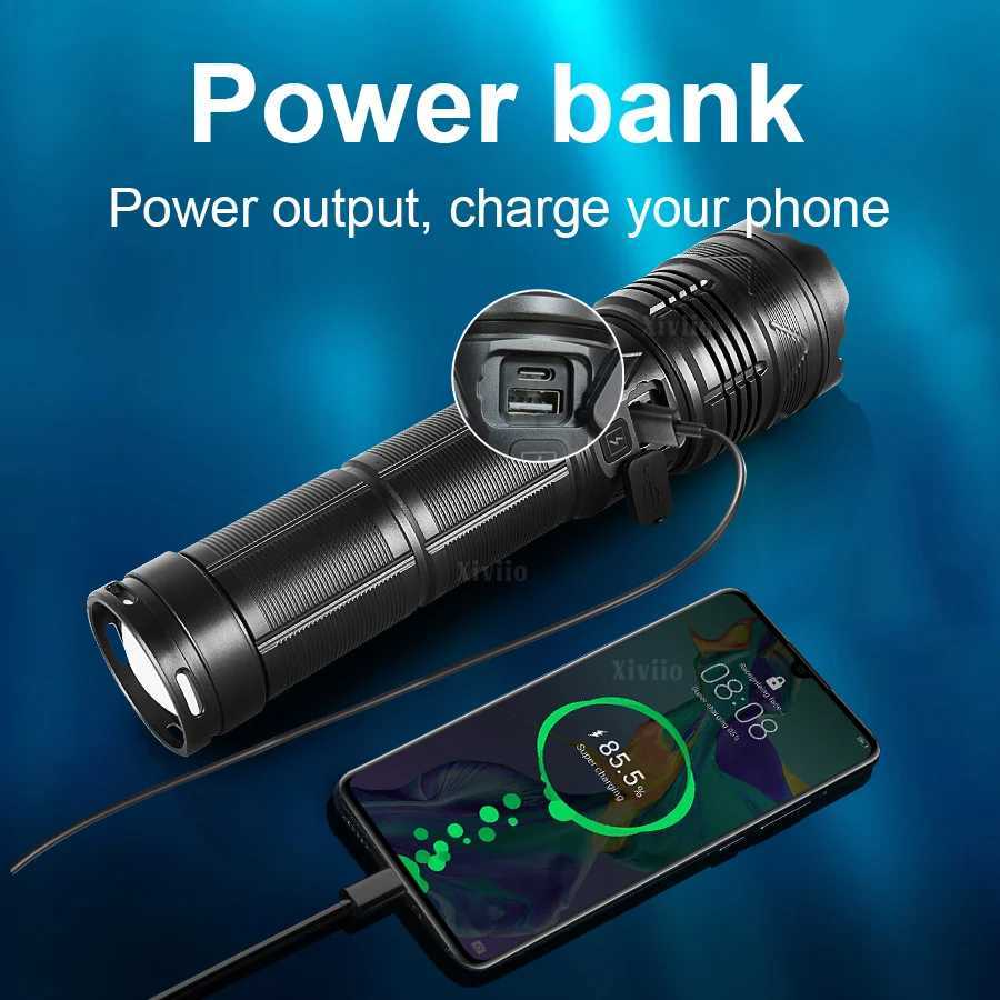 2025 1500W Super High Power Flashlight Strong Light Long Shot 4km Tactical Torch USB Rechargeable LED Flashlights Hunting Light D250928